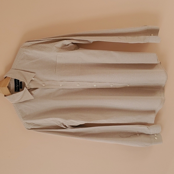 Ralph Lauren Custom Fit Brown Gingham Button Down Shirt 16 - Picture 1 of 6